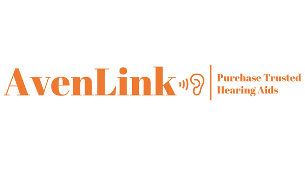 A logo image for Avenlink platform featuring the company name 'Avenlink', a group of ears symbolizing hearing aid users, and the slogan 'Purchase trusted hearing aids' on the right side.